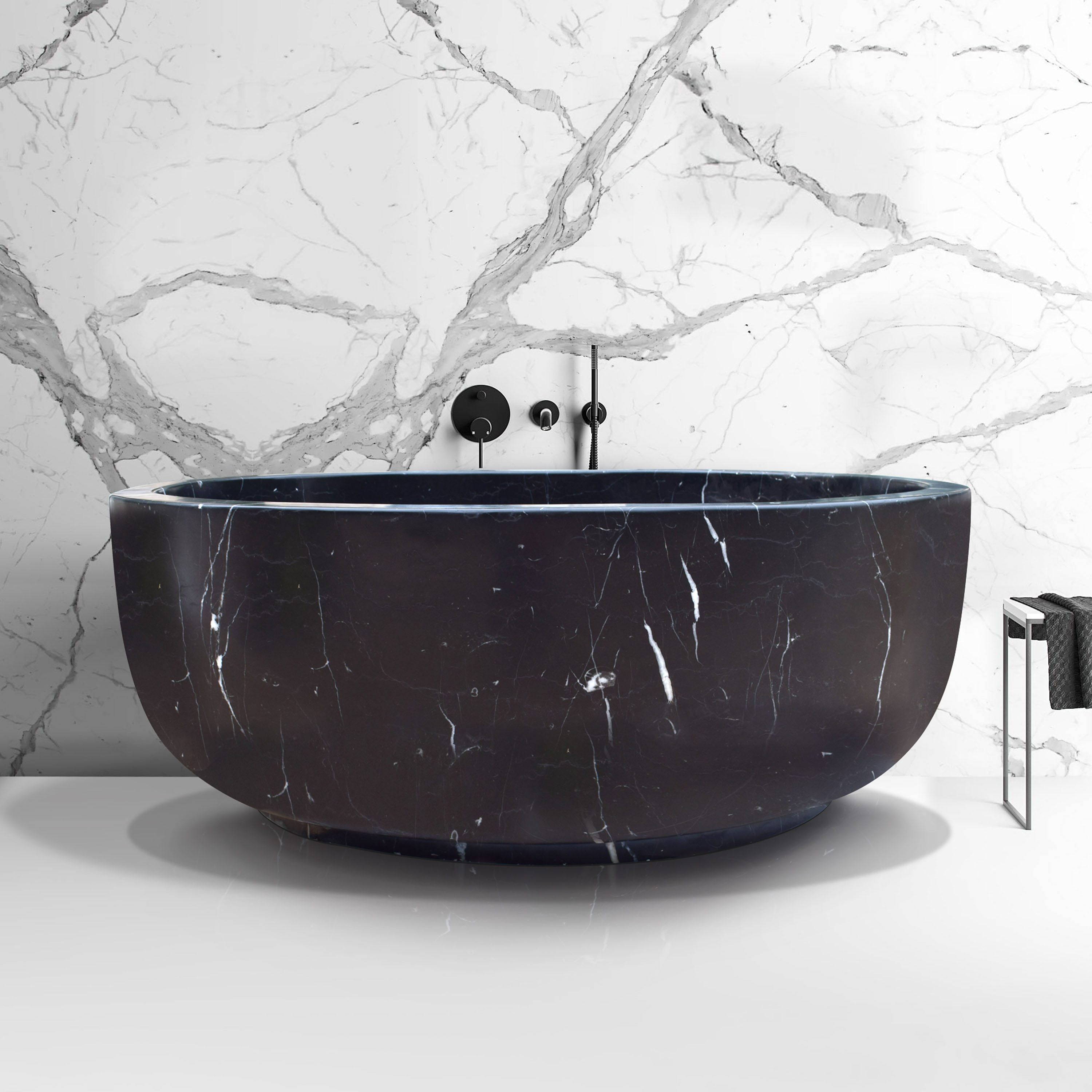 Black stone bathtub
