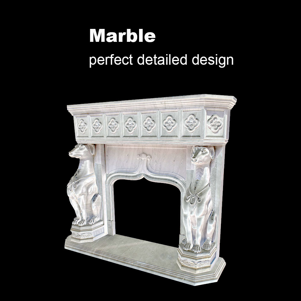 Sculptured marble fireplace